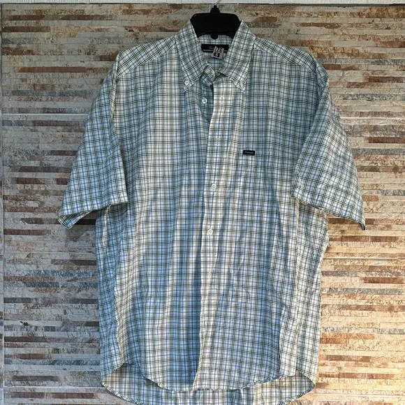 Faconnable Plaid Button-Down Shirt in Green and White - Picture 1 of 3